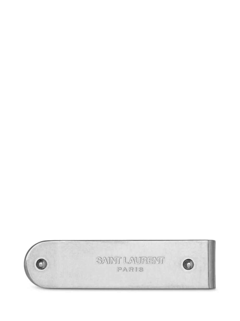 NEW Saint Laurent YSL ID MONEY CLIP Metal Embossed Sliver